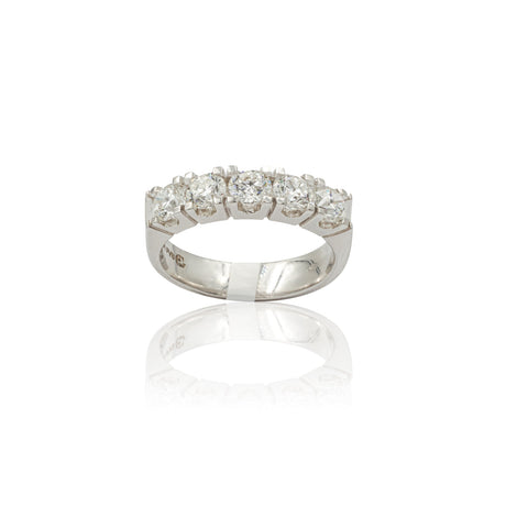 Anelli Anello Fedina con 5 Diamanti 1.51kt in Oro Bianco GRANARELLI