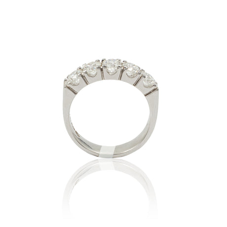 Anelli Anello Fedina con 5 Diamanti 1.51kt in Oro Bianco GRANARELLI