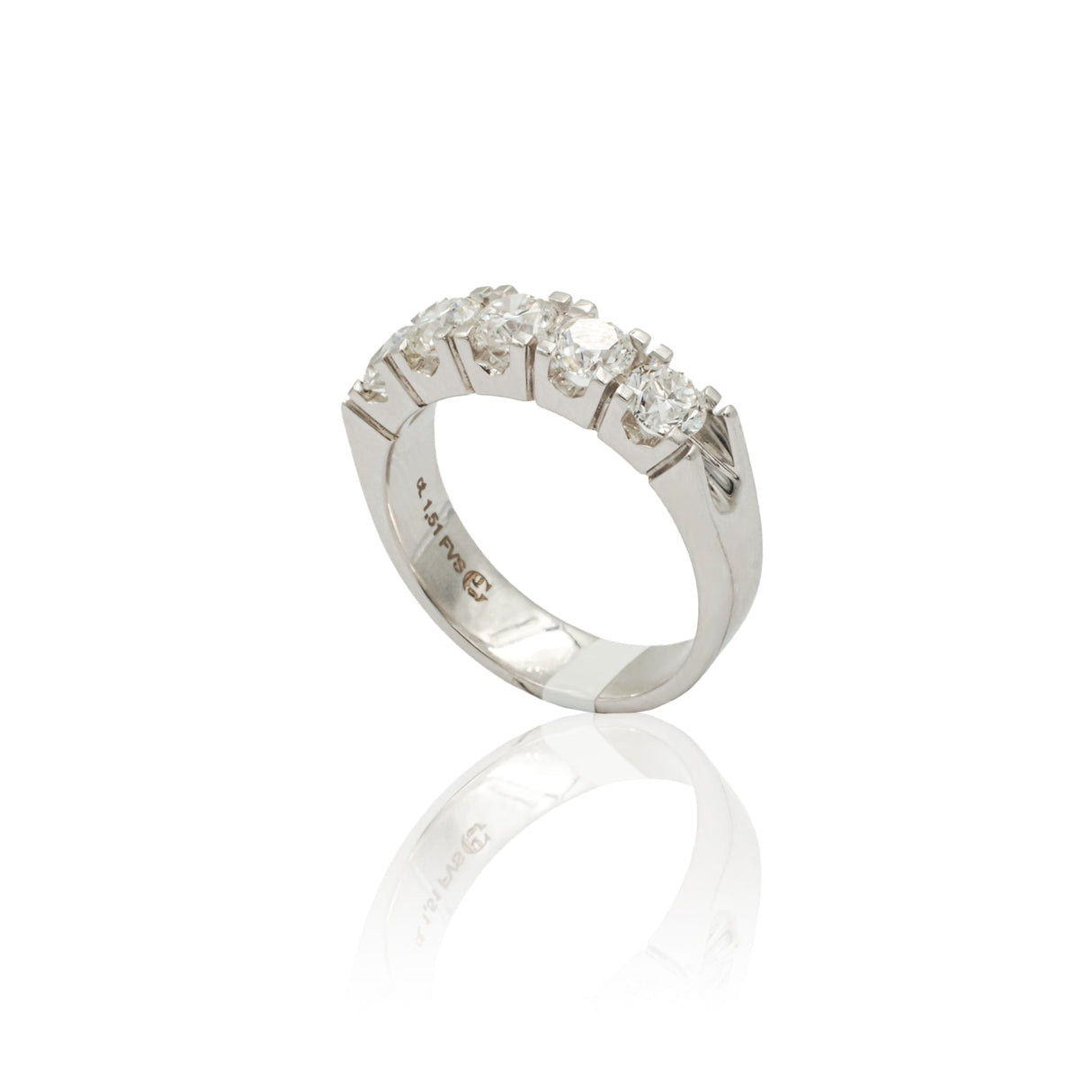 Anelli Anello Fedina con 5 Diamanti 1.51kt in Oro Bianco GRANARELLI