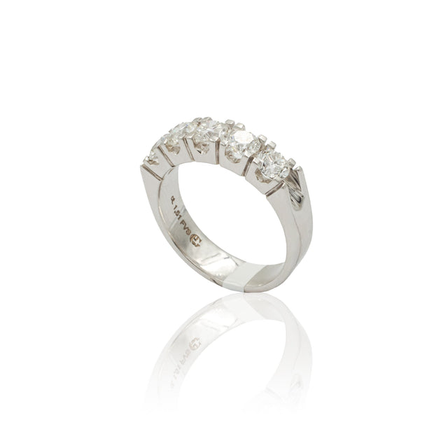 Anelli Anello Fedina con 5 Diamanti 1.51kt in Oro Bianco GRANARELLI