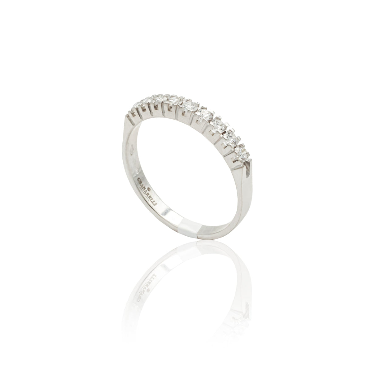 Anello Fedina con 9 Diamanti 0.32kt in Oro Bianco-Anelli-GRANARELLI-Gioielleria Granarelli