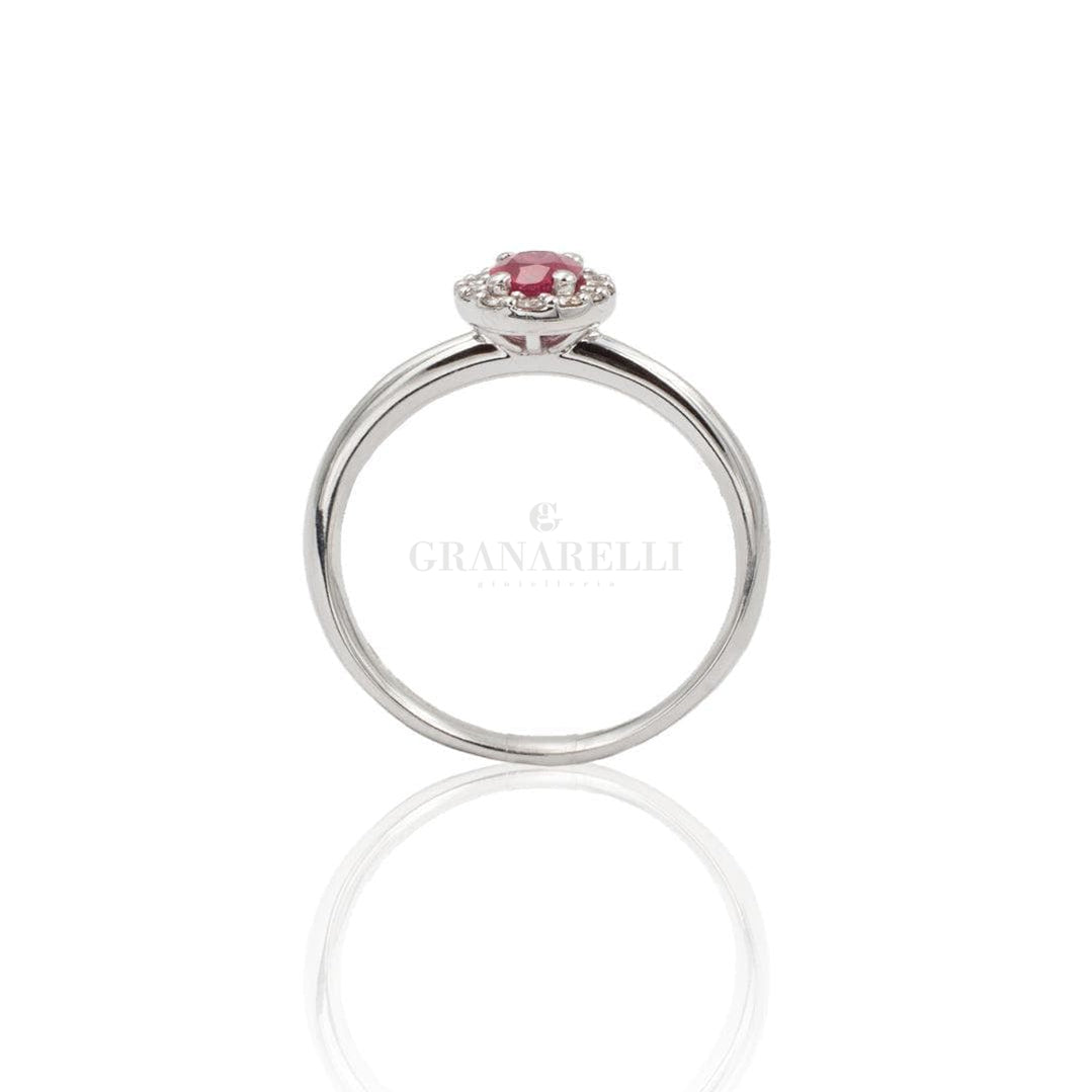 Anelli Anello Rubino e Diamanti in Oro Bianco CRIVELLI
