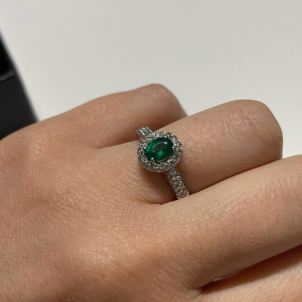 Anello POLELLO Smeraldo e Diamanti in Oro Bianco-Anelli-GRANARELLI-14-Gioielleria Granarelli