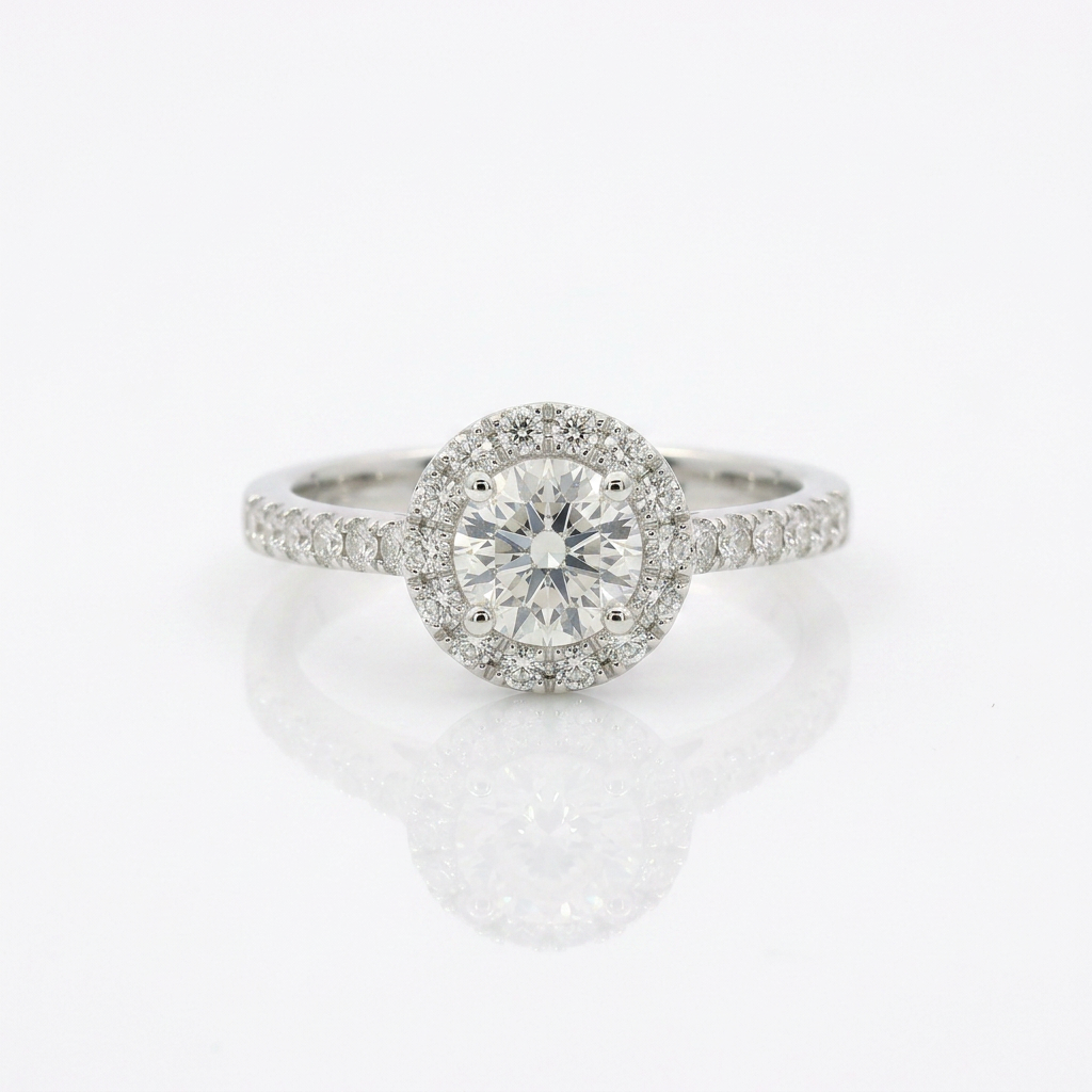 Anello Brillante Solitario Halo 0.80kt GIA