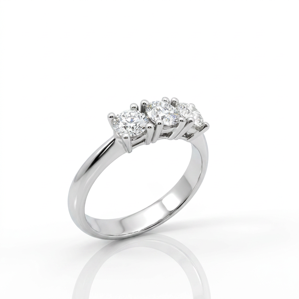 Anello Trilogy Oro bianco 0,90ct certificate GIA