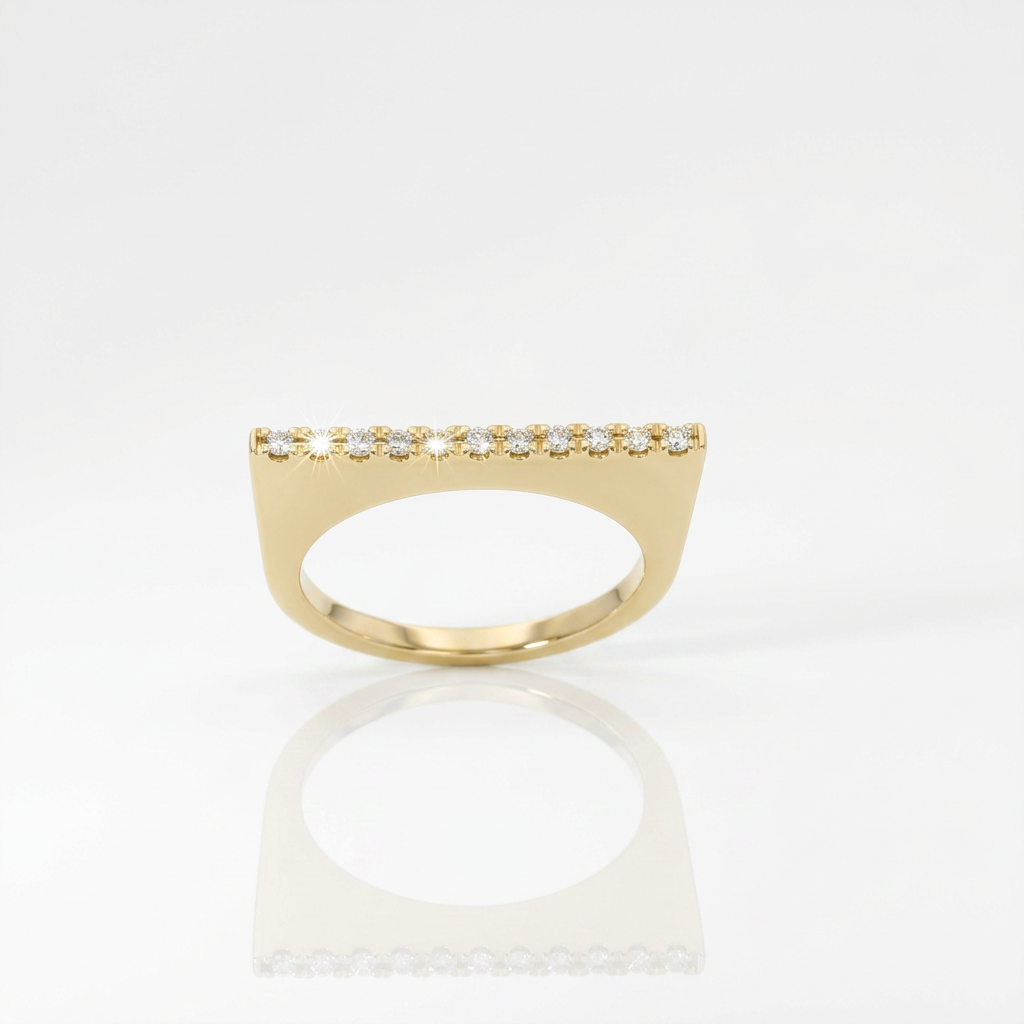 Anello in Oro Giallo 9kt e Diamanti Bianchi