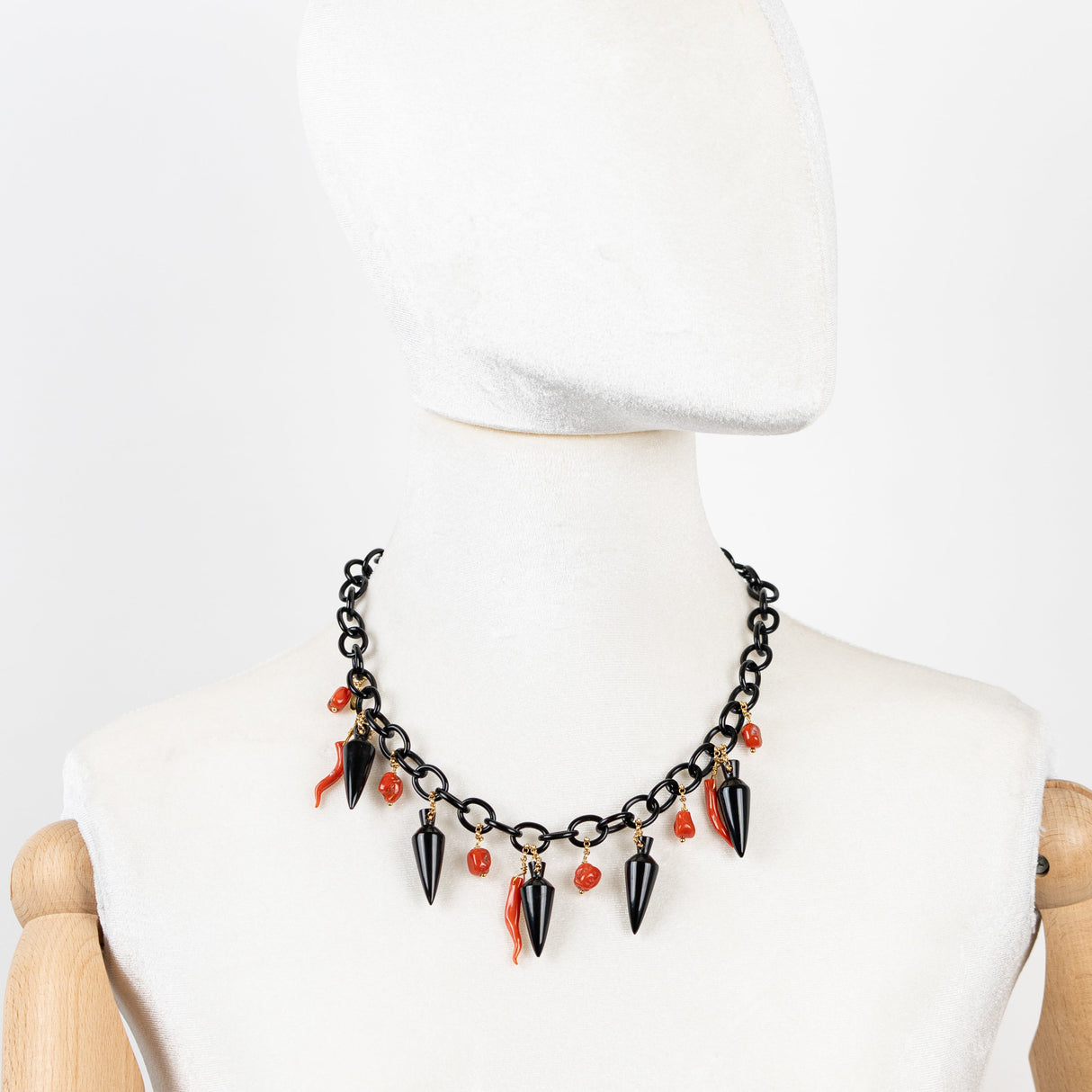 Collana Corno e Corallo Rosso