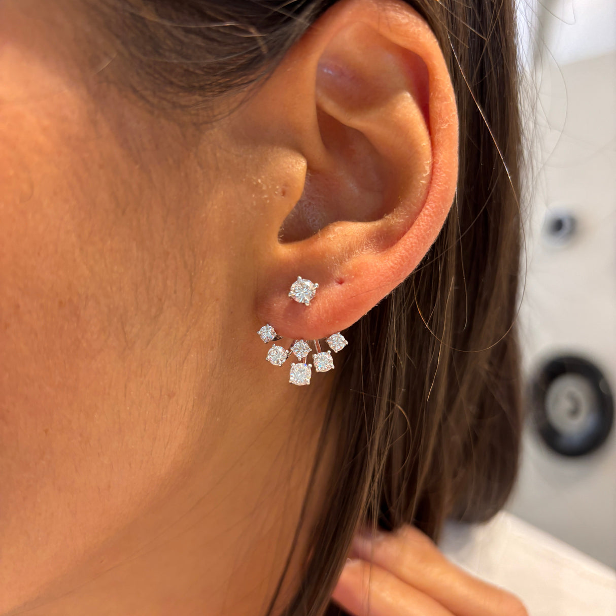 Retro orecchini in oro bianco e diamanti