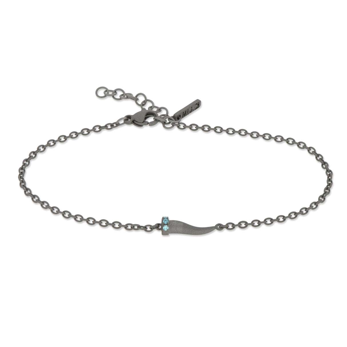 Bracelet linéaire rigide dans le titane, or 18 kt et 9 diamants blancs