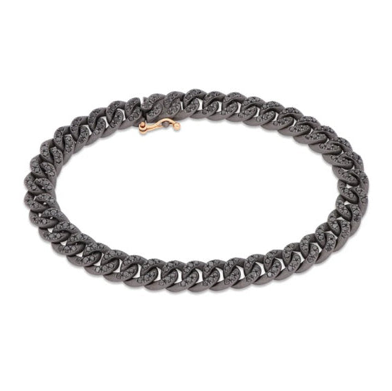 Bracciale Groumette in Titanio Diamanti Neri Oro Rosa