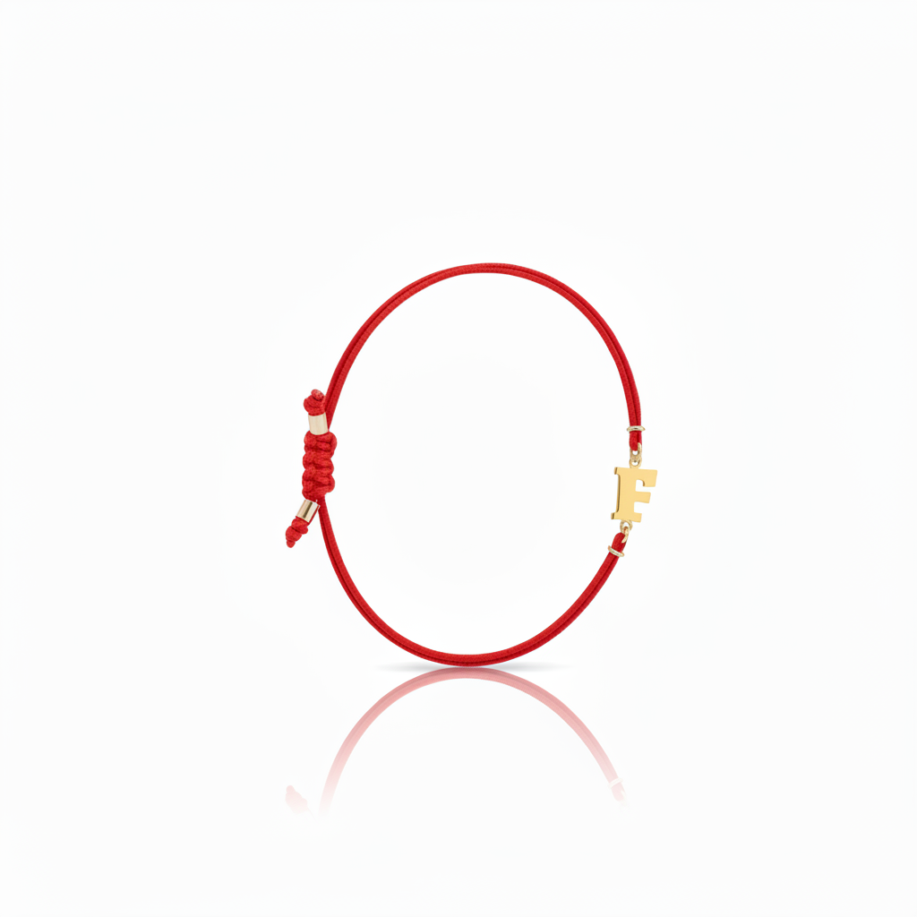 Initial bracelet on black cord