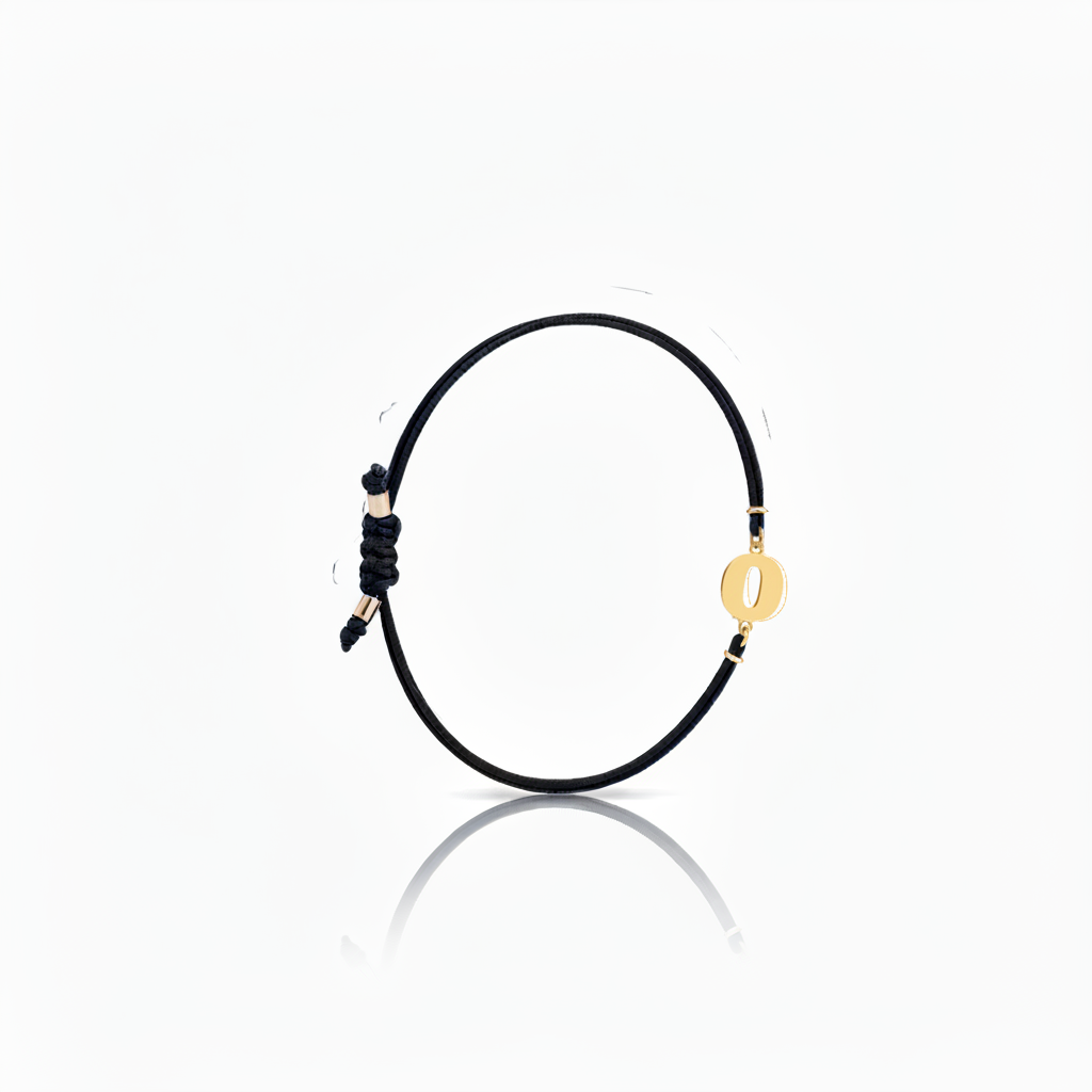 Initial bracelet on black cord