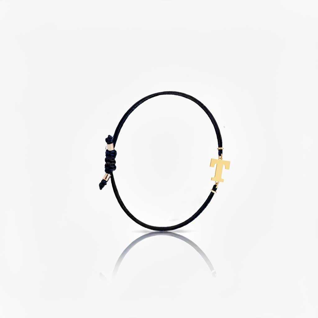 Initial bracelet on black cord
