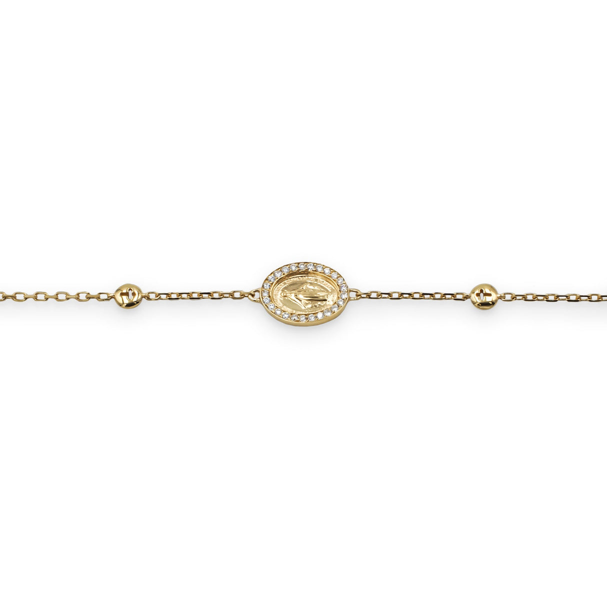 Bracciale Medaglietta Madonnina con Diamanti in Oro Giallo-Bracciali-GioGio-Gioielleria Granarelli