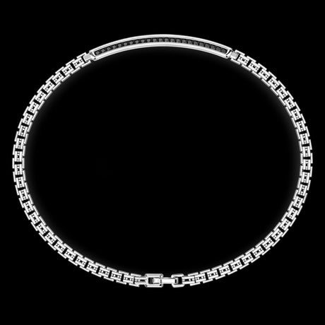 Bracciale Zancan in argento con targa e pietre nere ESB154-Bracciali-ZANCAN-20-Gioielleria Granarelli
