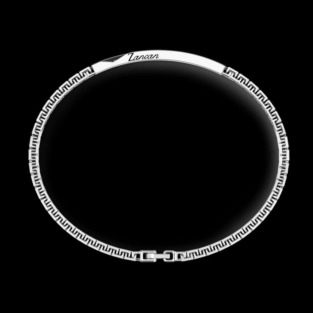Bracciale Zancan in argento con targa e pietre nere EXB818-Bracciali-ZANCAN-20-Gioielleria Granarelli