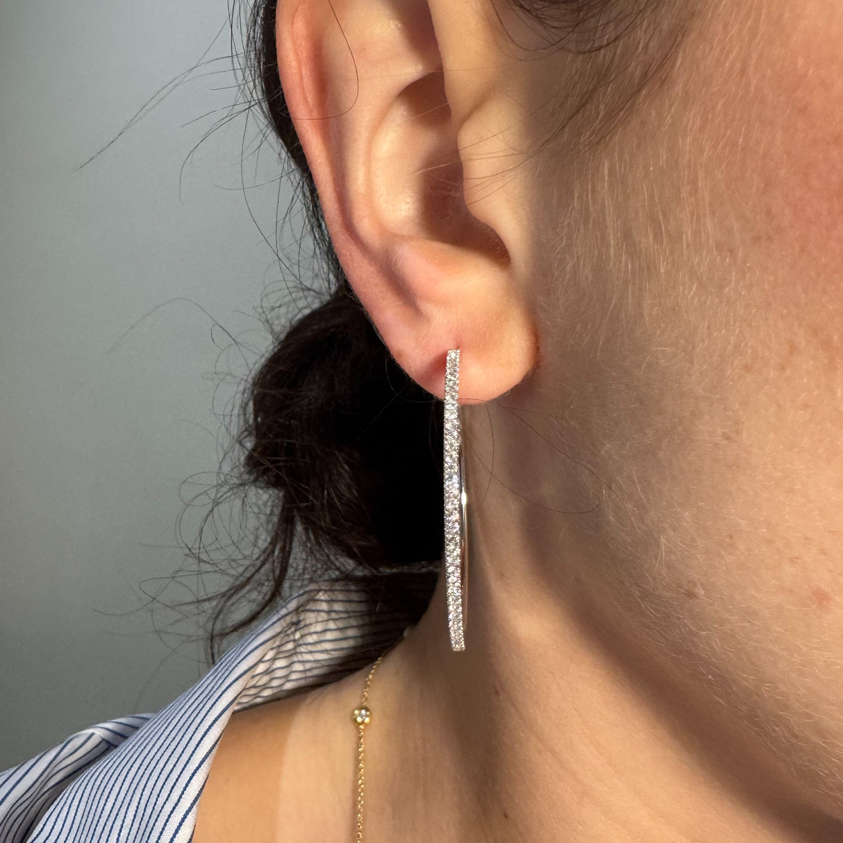 Orecchini Cerchio Diamanti in Oro Bianco 0.62kt Ø 4 cm