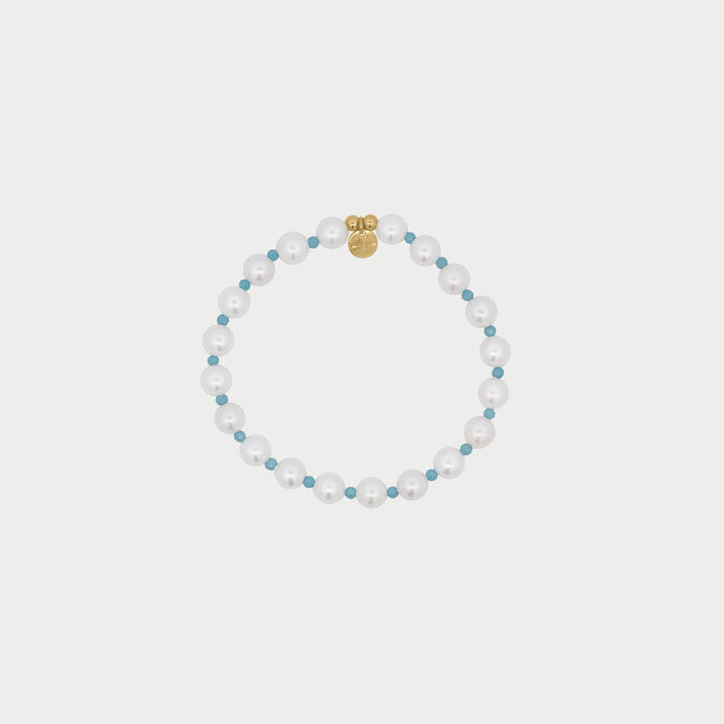Bracciale Perle e Zirconi cordino Turchese