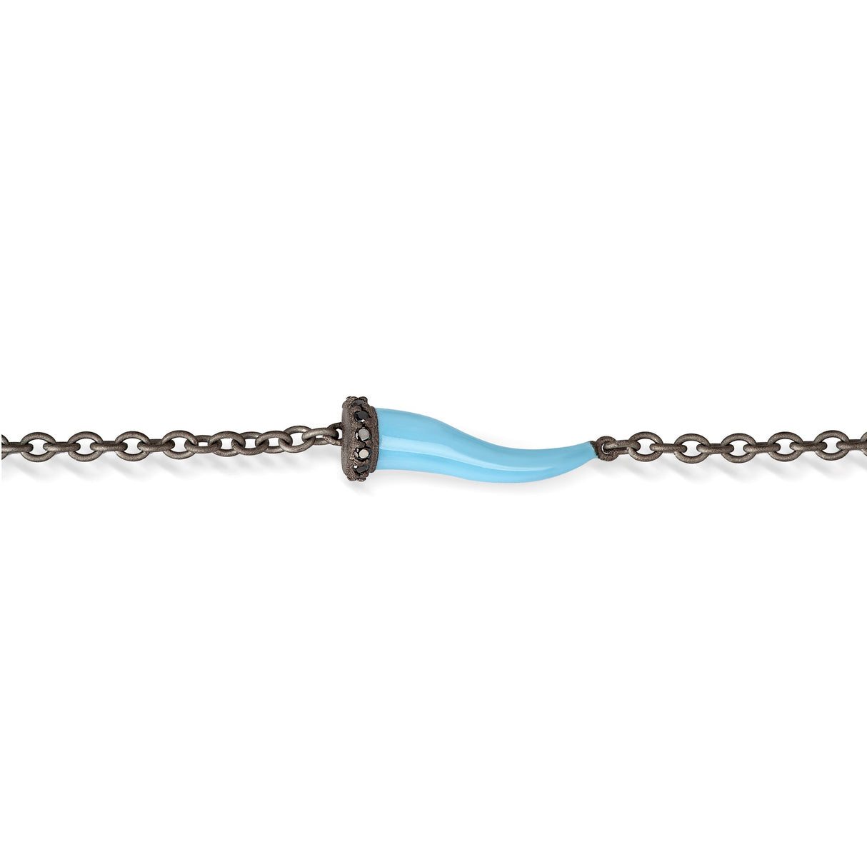 BRACELET CHARMS CORNETET GLAZED BLUE TITANIUM 5 BLACK AND CHAIN