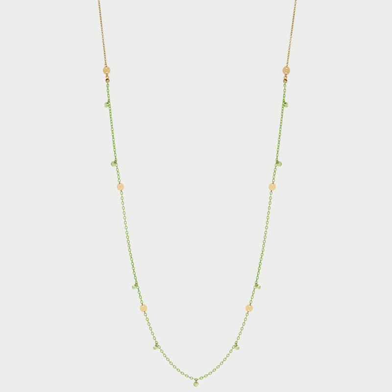 Collana catena verniciata, zirconi e medaglie Verde