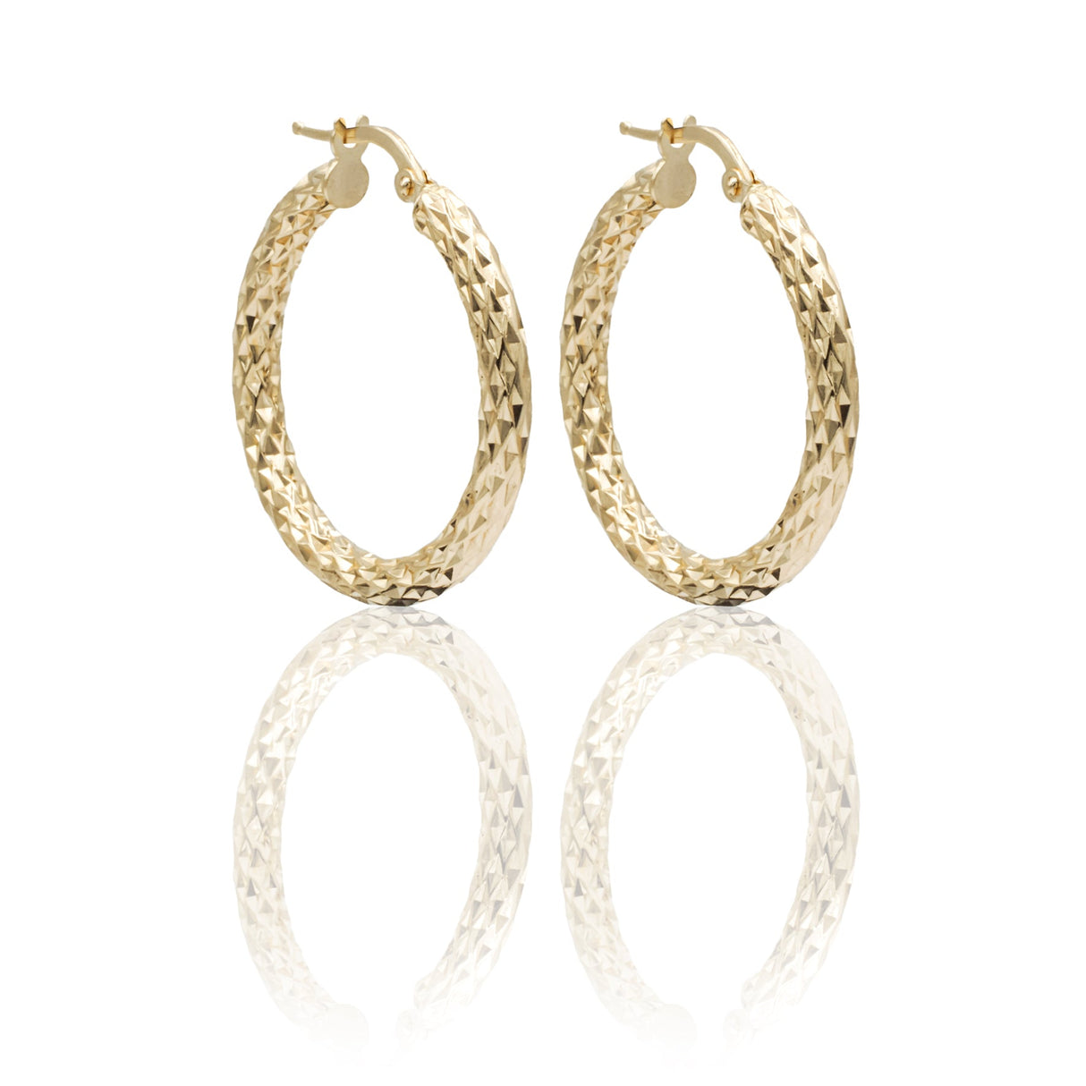 Cerchi sfaccettati Oro Giallo Ø3.2cm-Orecchini-GRANARELLI-Gioielleria Granarelli