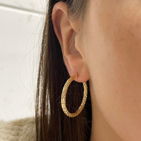 Cerchi sfaccettati Oro Giallo Ø3.2cm-Orecchini-GRANARELLI-Gioielleria Granarelli