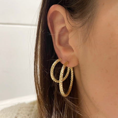 Cerchi sfaccettati Oro Giallo Ø3.5cm-Orecchini-GRANARELLI-Gioielleria Granarelli