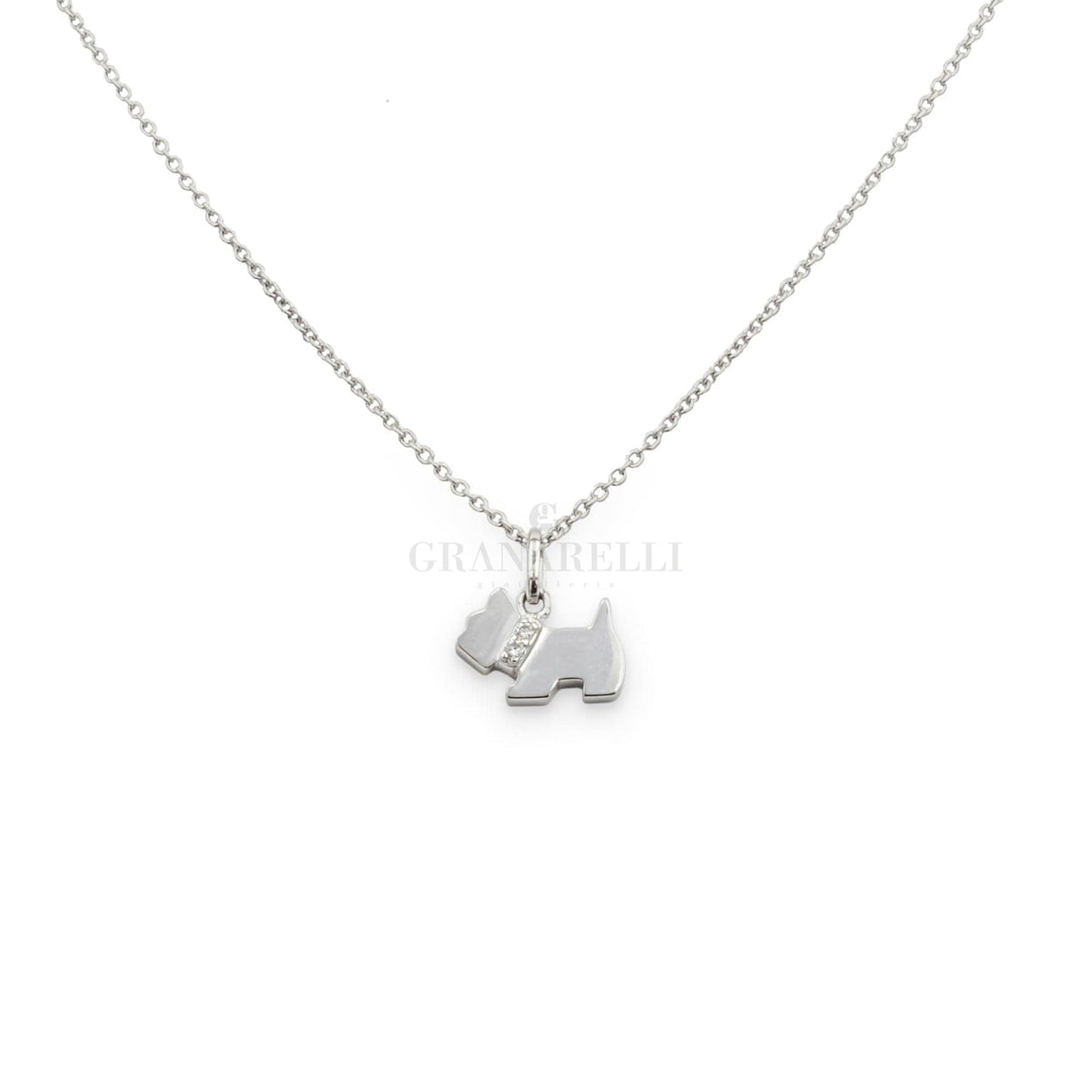 Girocolli Collana Cane in Oro Bianco e Diamanti CRIVELLI