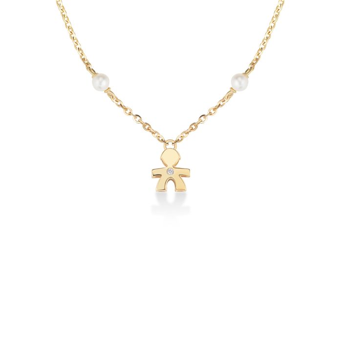 Collana Le Perle Bimbo con Diamante Oro Giallo-Girocolli-LE BEBE'-Gioielleria Granarelli
