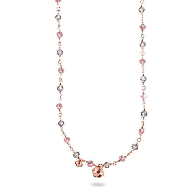 Collana Lunga Campanelli, Pietre Rosa e Grigio Fumè-Girocolli-RUE DES MILLE-Gioielleria Granarelli