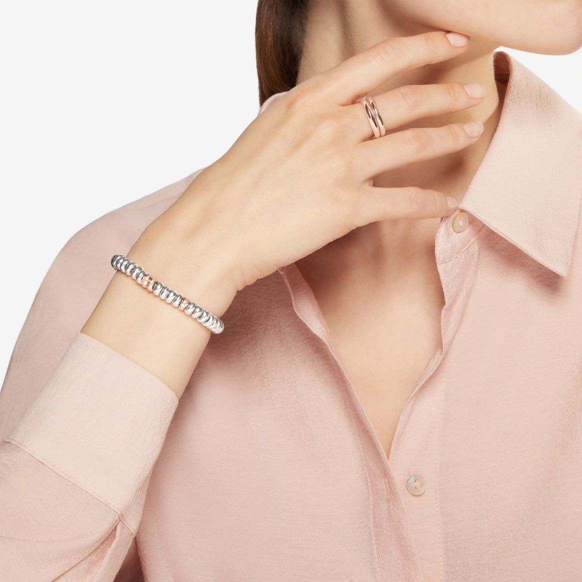 Bracciale DoDo Rondelle Maxi Argento e Oro Rosa