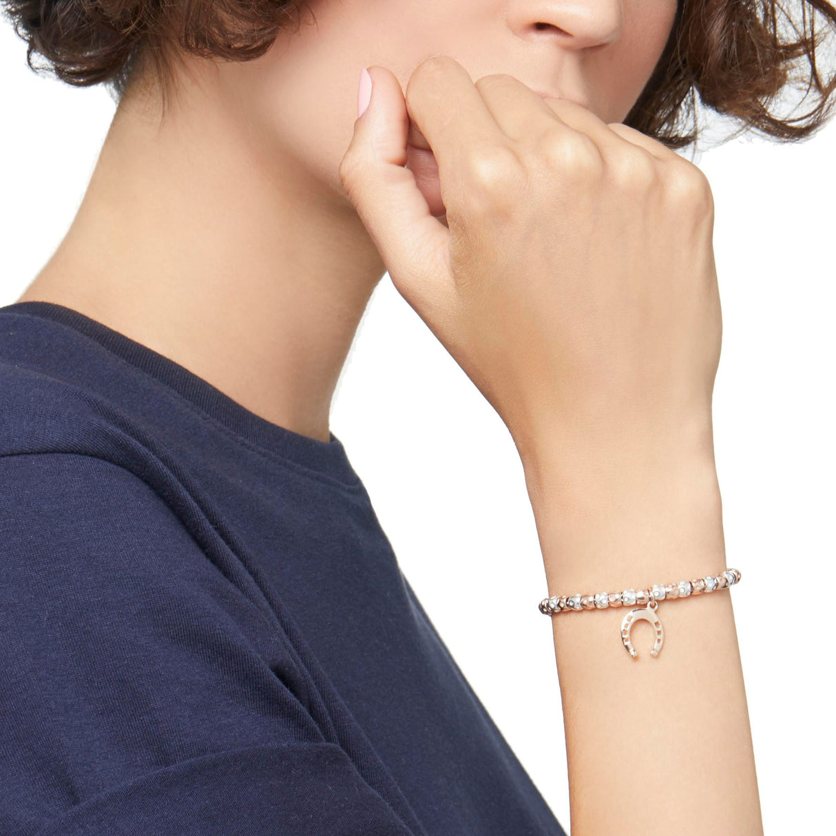 Bracciale DoDo Granelli Argento e Oro Rosa - Brisè Rosa 9kt