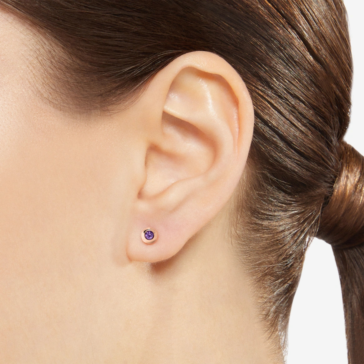 Dodo earring bubbles pink gold and amethyst