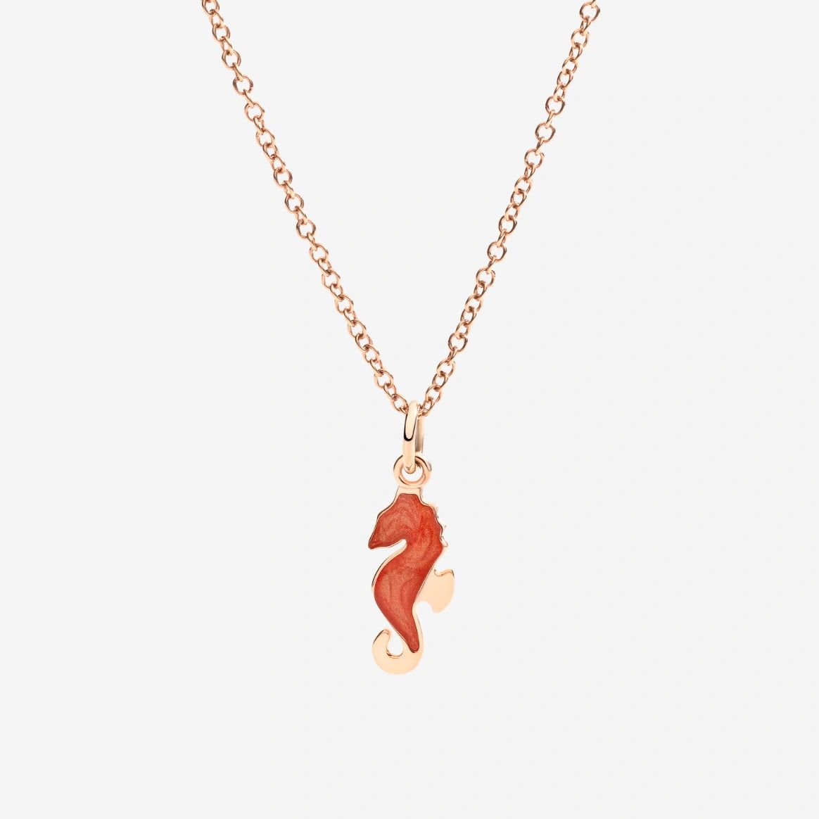 Charm Dodo Marino Rose Gold Sea Cavalluccio with orange enamel