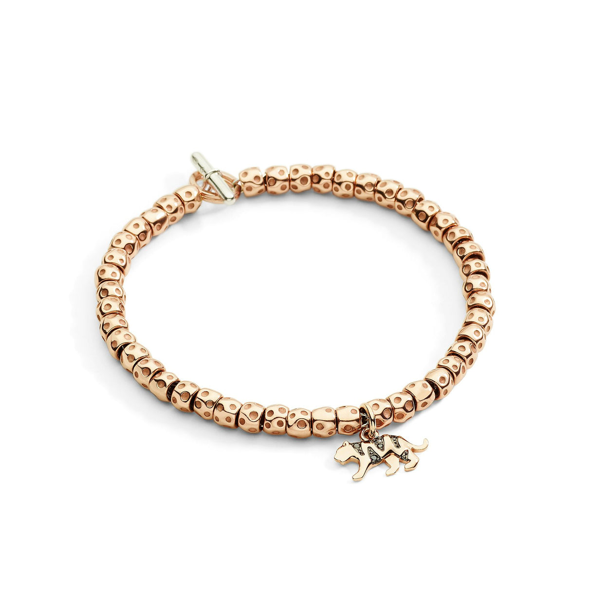 DoDo Tiger Charm in Rose Gold and Black Diamonds