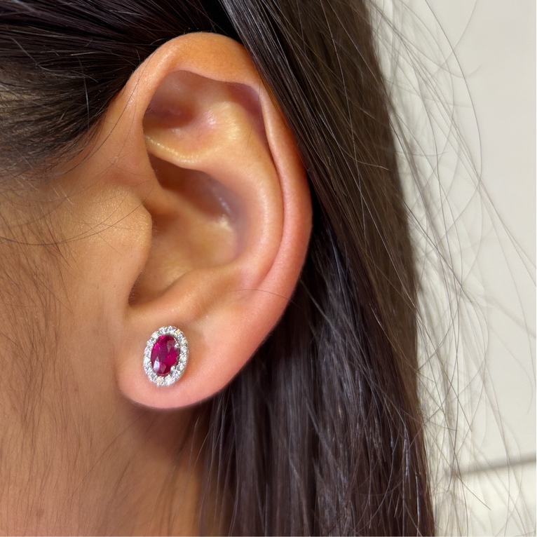 Boucles d'oreilles ovales saphir