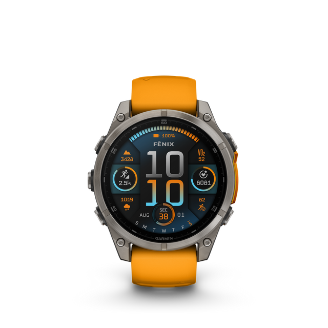 fēnix® 8 - 47 mm, AMOLED Titanium & Spark Orange-Orologi-GARMIN-Gioielleria Granarelli