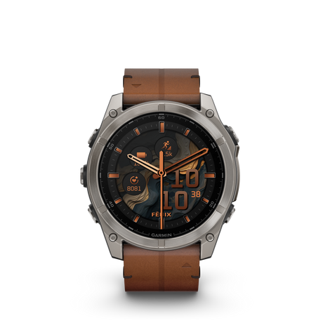 fēnix® 8 - 51 mm, AMOLED Titanio con cinturino in pelle-Orologi-GARMIN-Gioielleria Granarelli