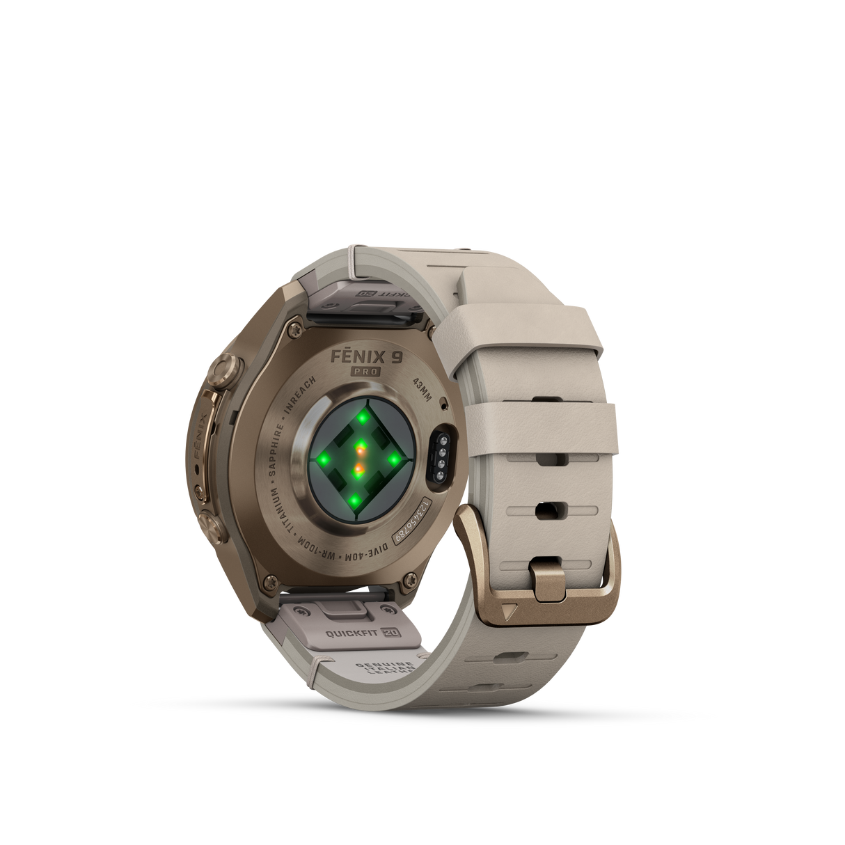 fēnix® 9 Pro InReach - 43 mm Titanium Autumn Gold Bone Leather