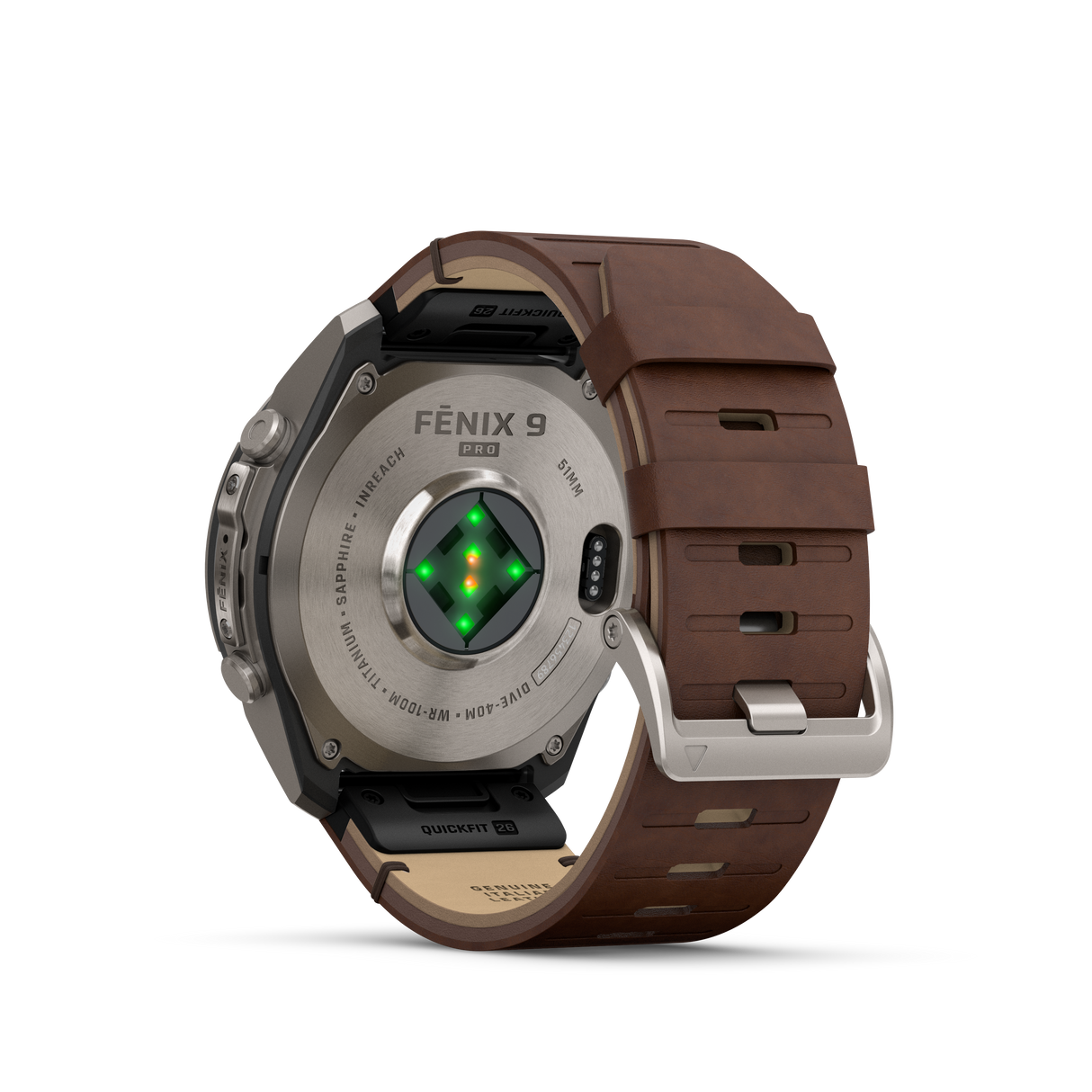 fēnix® 9 Pro InReach - 51 mm Titanium Walnut Leather