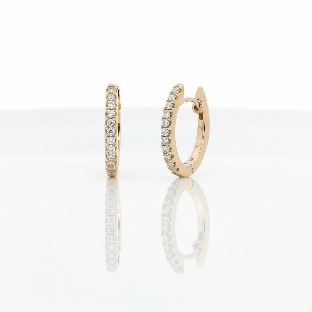 Orecchini Ovali Diamanti Bianchi 0.46t in Oro Rosa