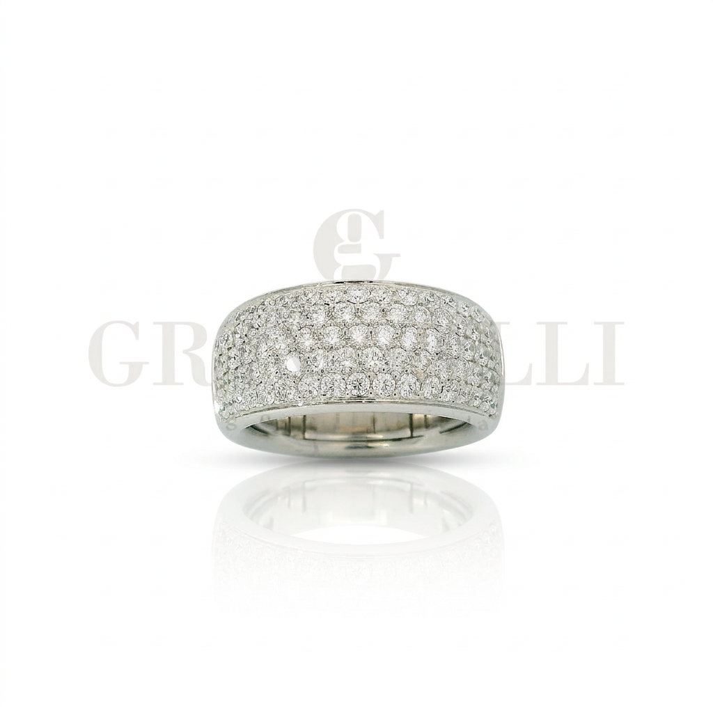 Anello Fascia Diamanti Bianchi con Meccanismo a Molla Crivelli