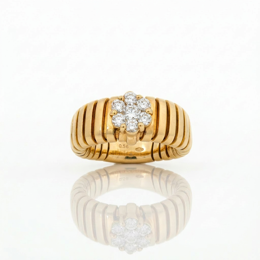 Gas tube knit ring with diamond flower