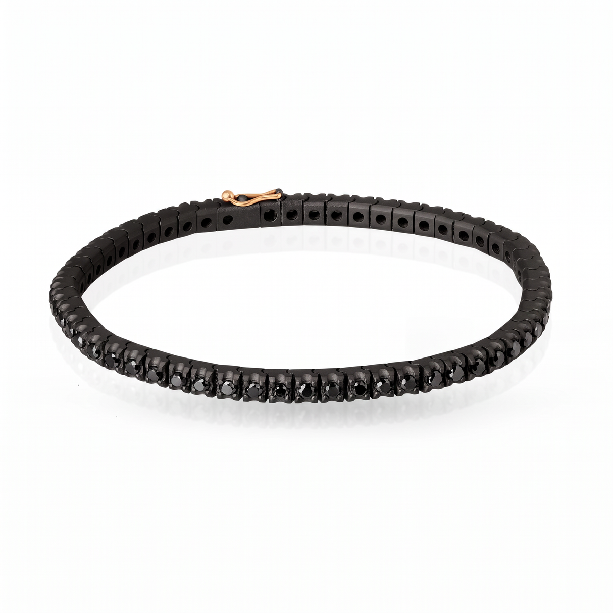 Bracciale Tennis Titanio Nero e Diamanti Neri 5 Punti
