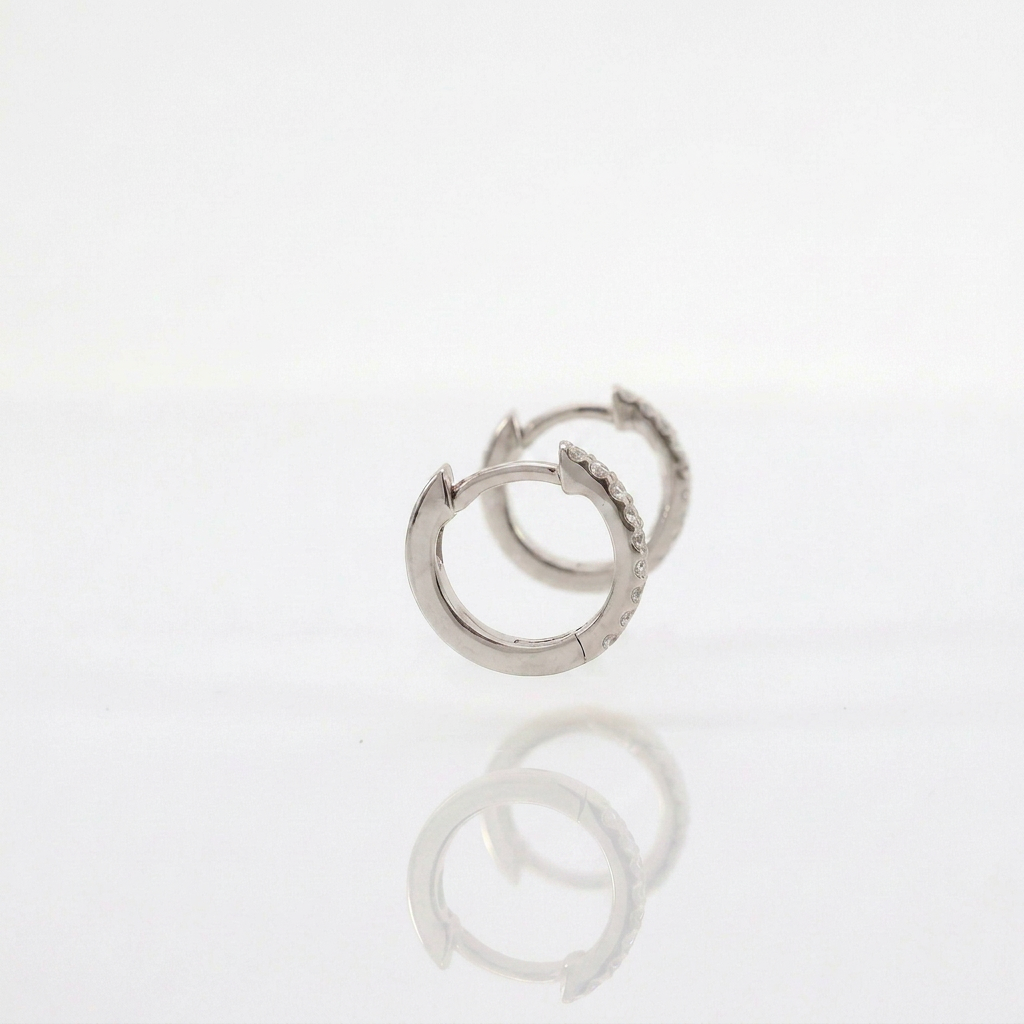 Orecchini Cerchi Diamanti Bianchi 0.12t in Oro Bianco