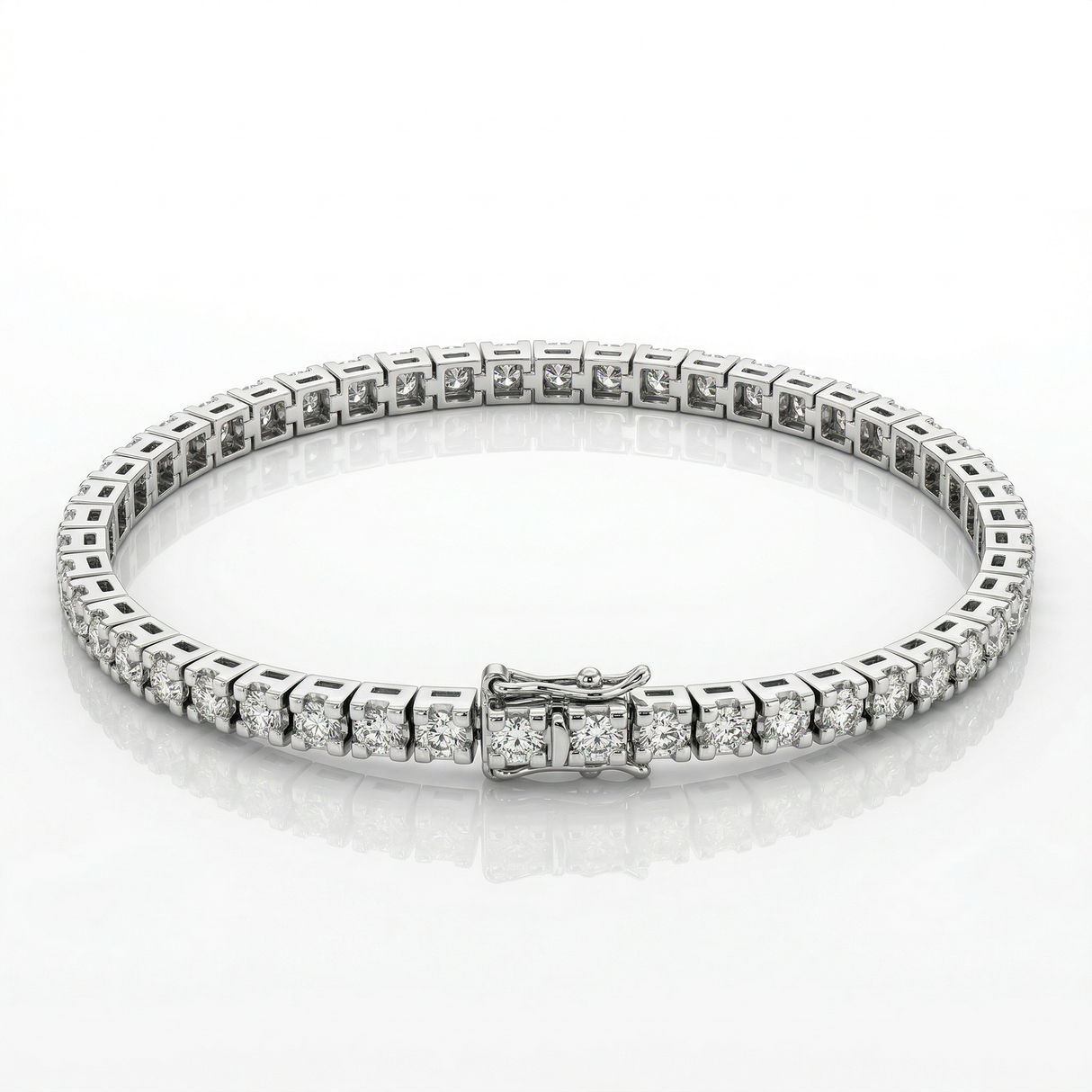 Bracciale Tennis Oro Bianco Diamanti 3.42kt