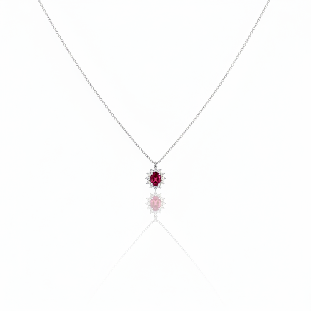 Girocollo Oro con Rubino e Diamanti