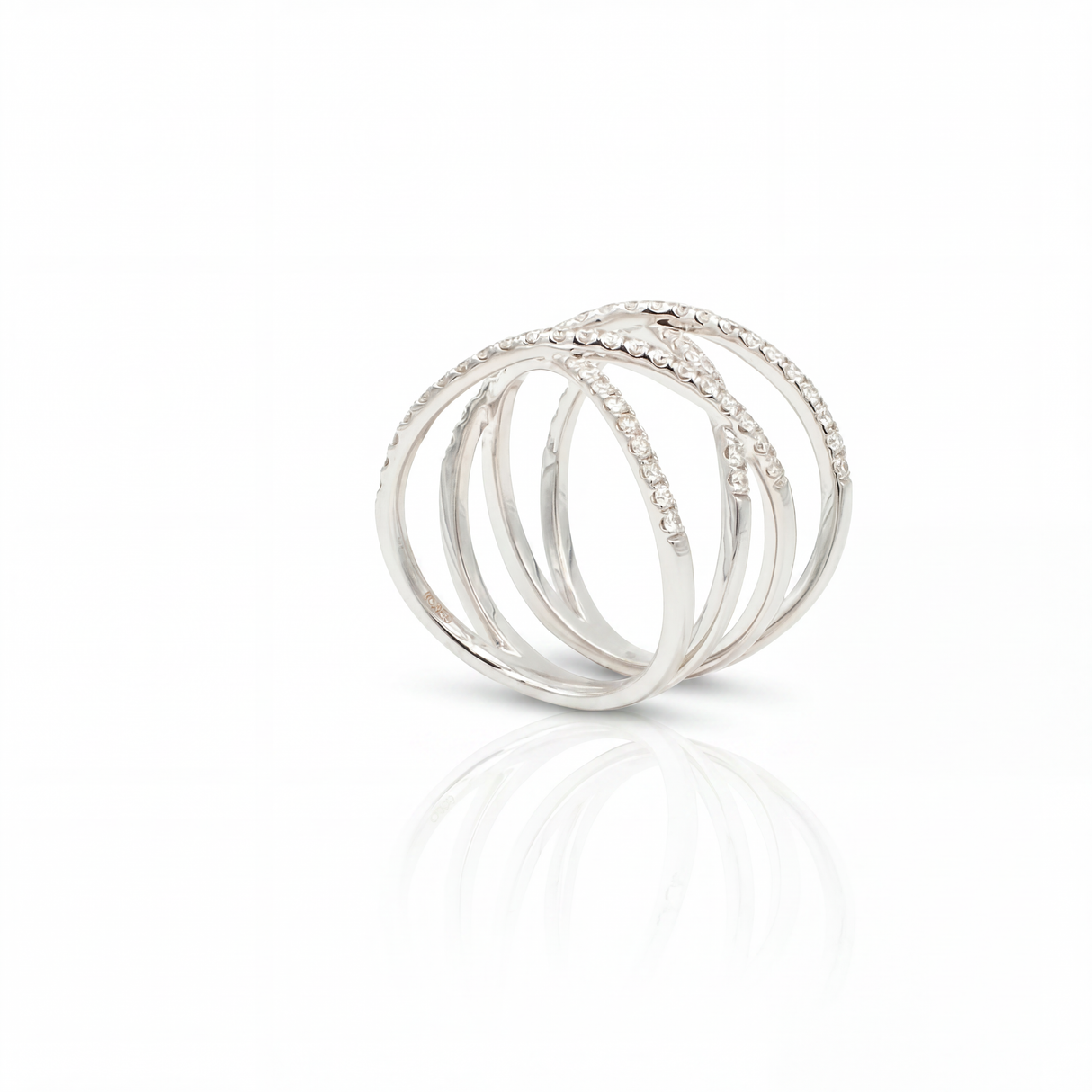 Anello intrecciato con diamanti Oro Bianco 0.90kt