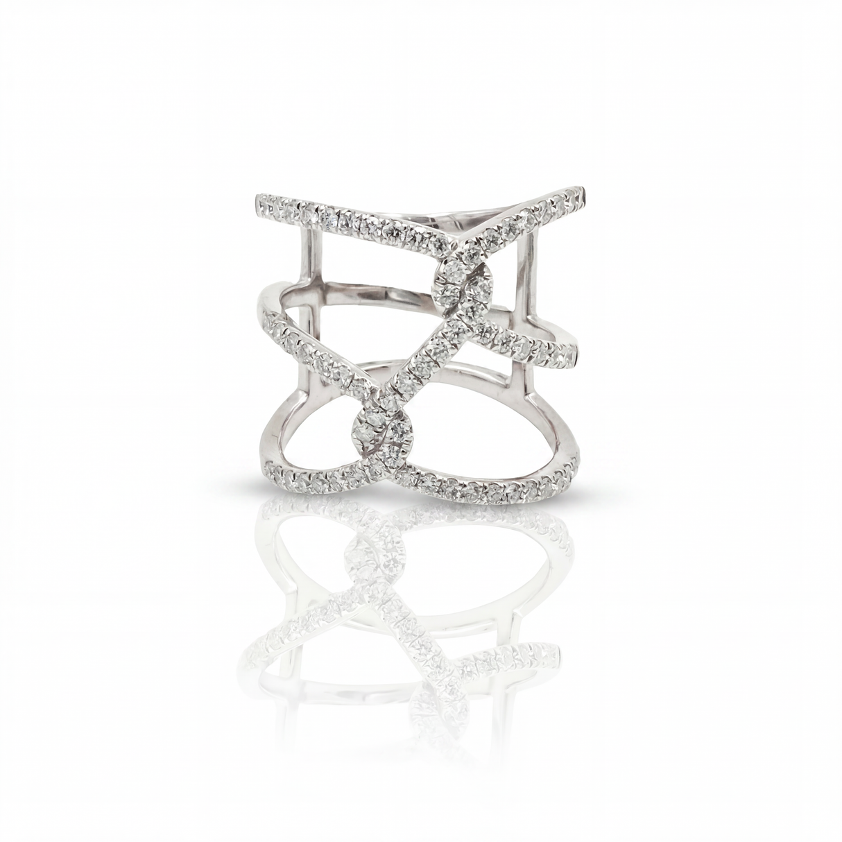 Anello nodo con diamanti Oro Bianco