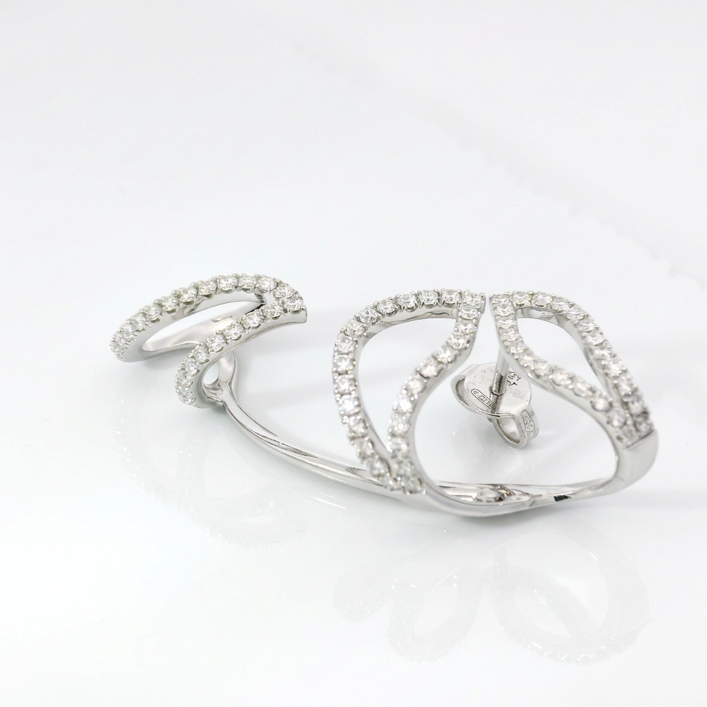 Mono Orecchino Foglia in Oro Bianco 18kt e Diamanti 0.65ct